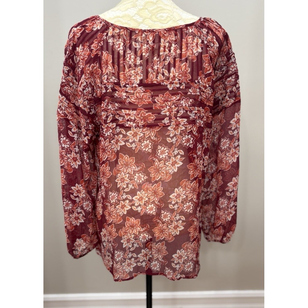 Sundance Womens Large 100% Silk Floral Peasant Blouse Imperial Gardens Boho Top - Picture 3 of 12